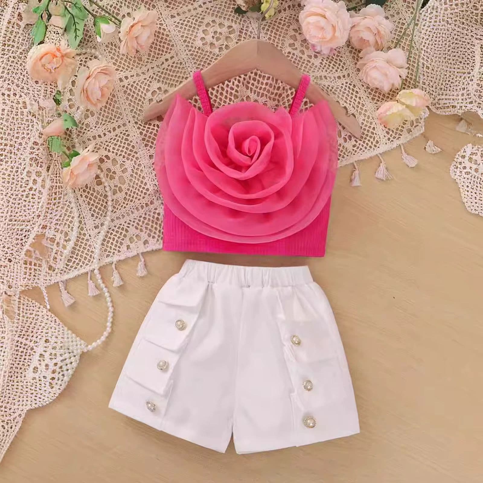 Girls' Rosette Summer Shorts Set
