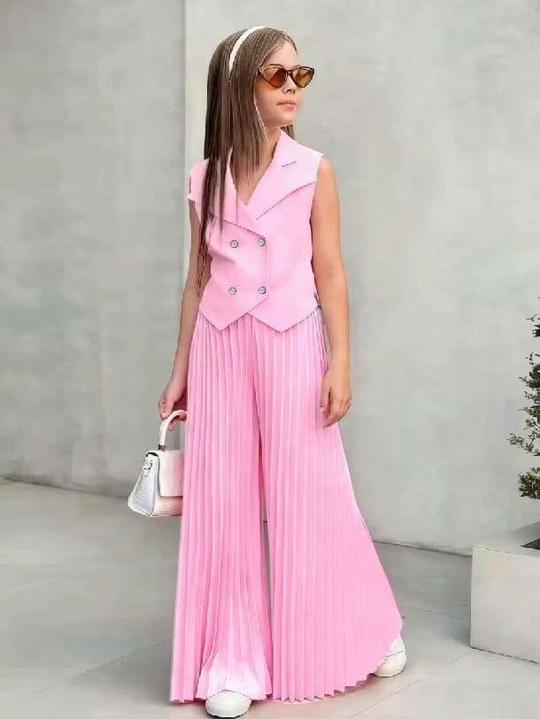 Girls' Elegant Pleated Palazo