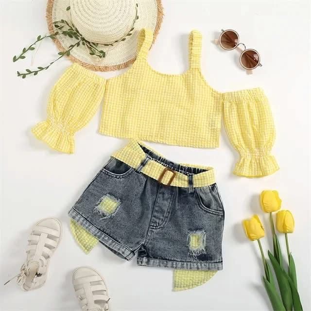Girls' Sunshine Denim Shorts Set