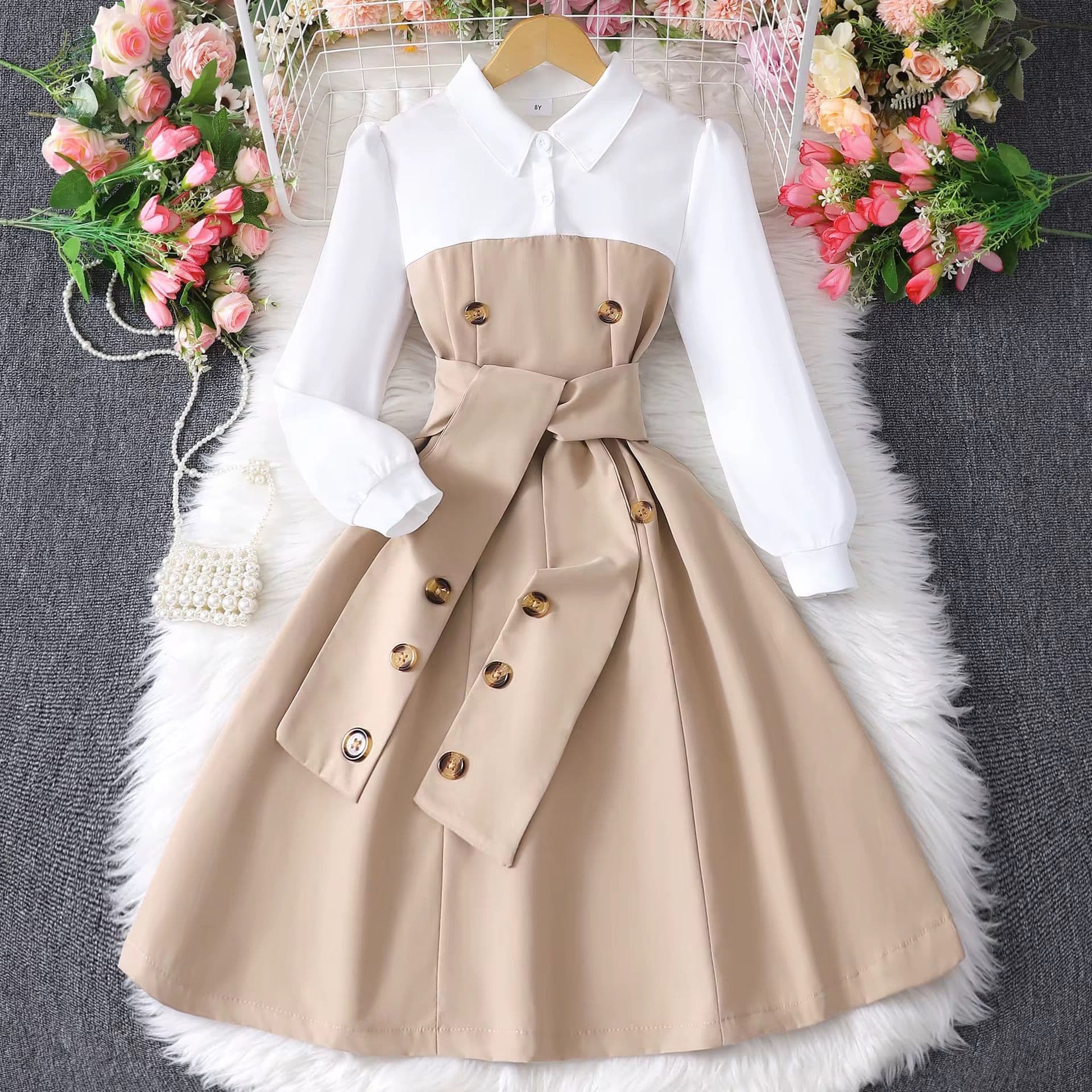 Girls' Classic Long-Sleeve Dress