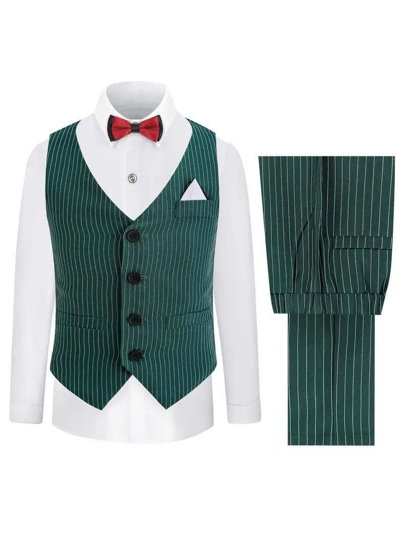 Boys' Emerald Pinstripe Formal Suit Set