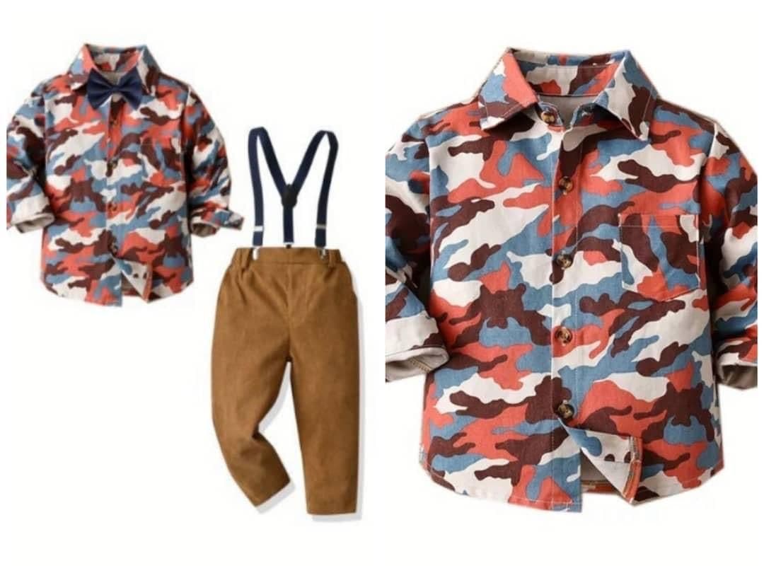 Boys' Camouflage Shirt & Suspender Trousers Set