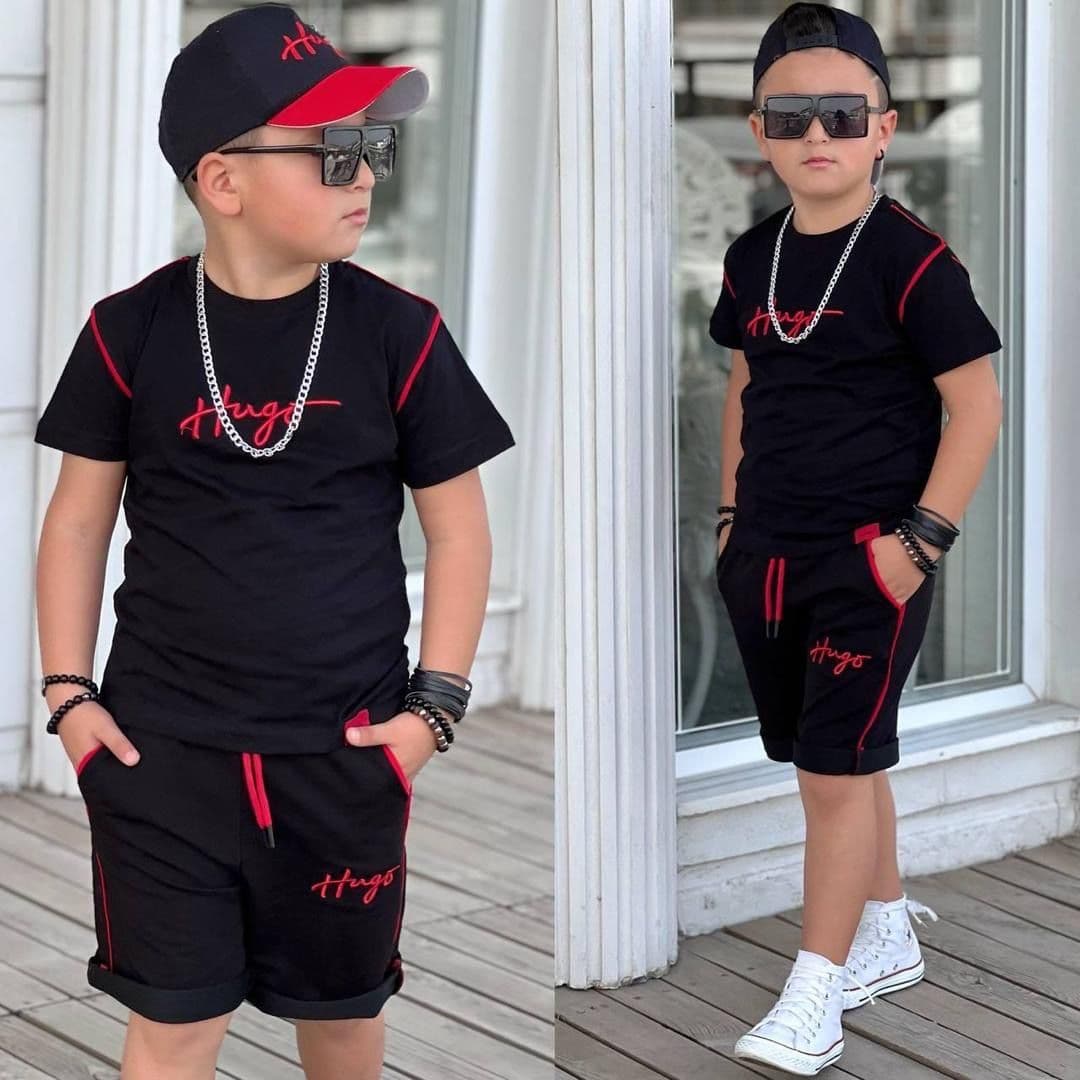 Boys' Black & Red T-Shirt and Shorts Set