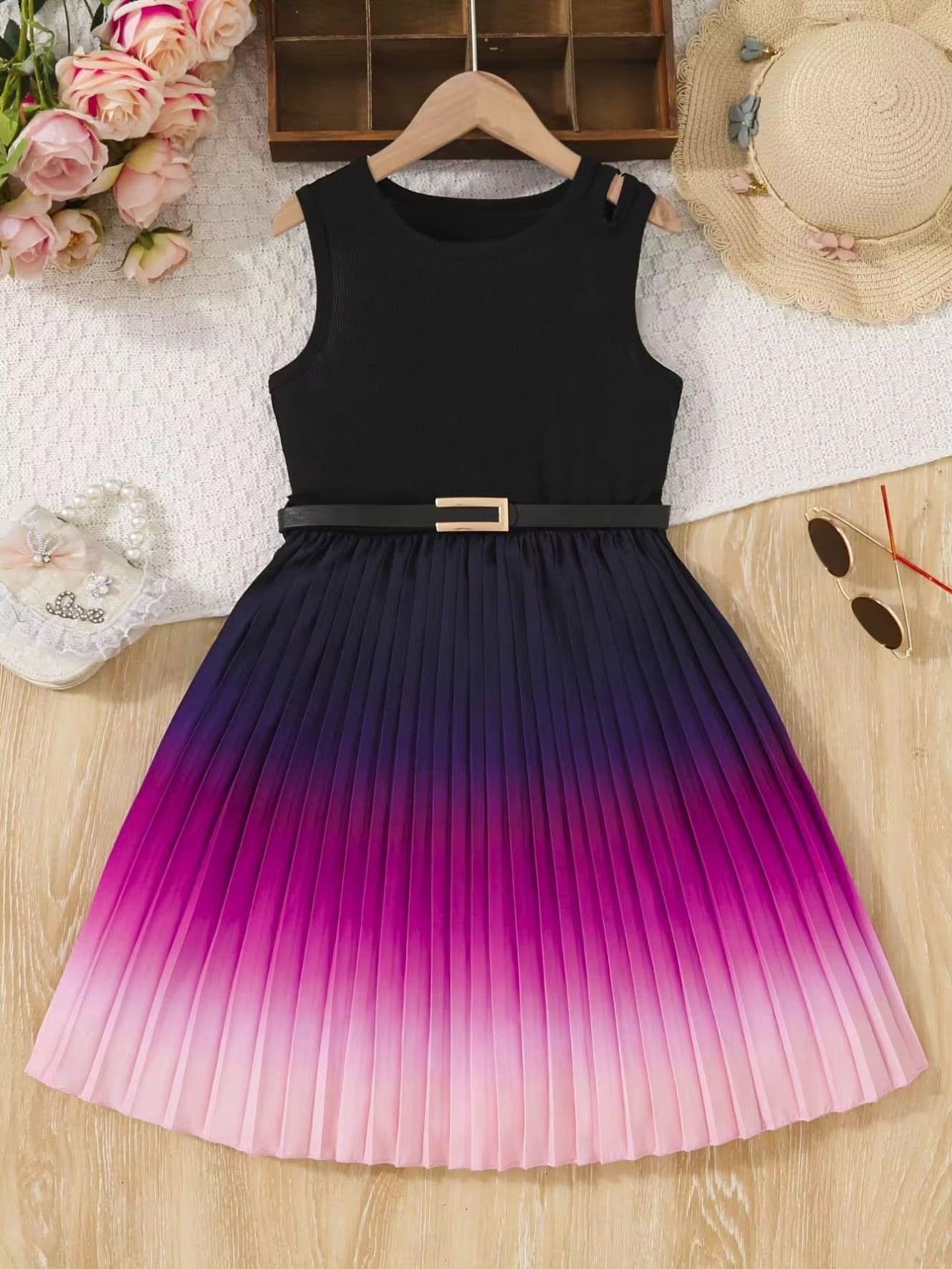 Girls' Elegant Pleated Dress