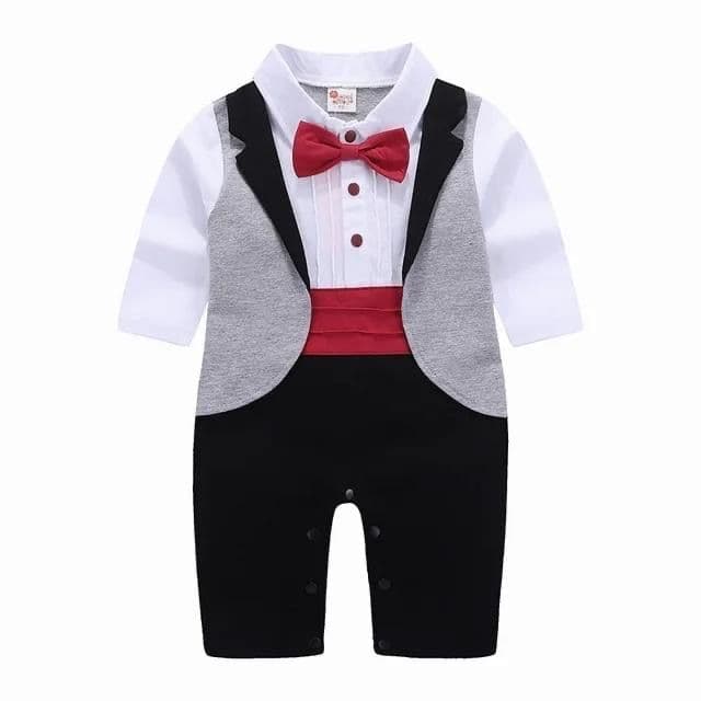 Baby Boy Tuxedo-Style Romper